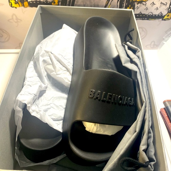 New Balenciaga WOMEN'S CHUNKY SLIDE SANDAL IN BLACK rubber Size EU 41 US 11 - Picture 3 of 12